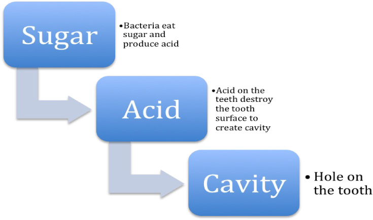 Cavity daigram explaining different ways you can get cavities.